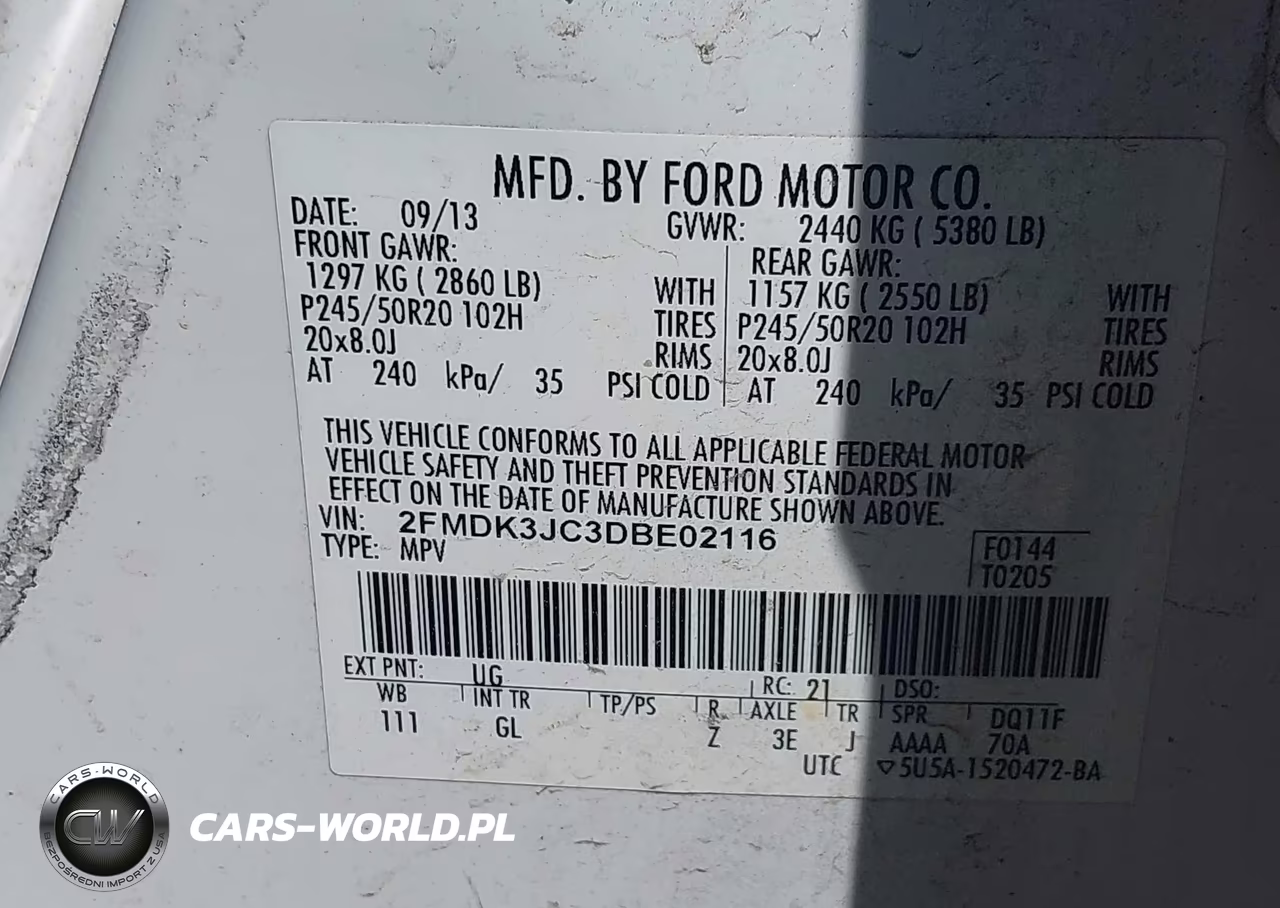 2013 Ford Edge Sel VIN:2FMDK3JC3DBE02116 - 9