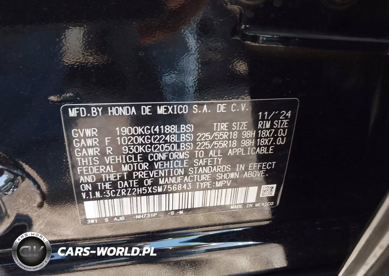 2025 Honda Hr-V Awd Sport VIN:3CZRZ2H5XSM756843 - 9