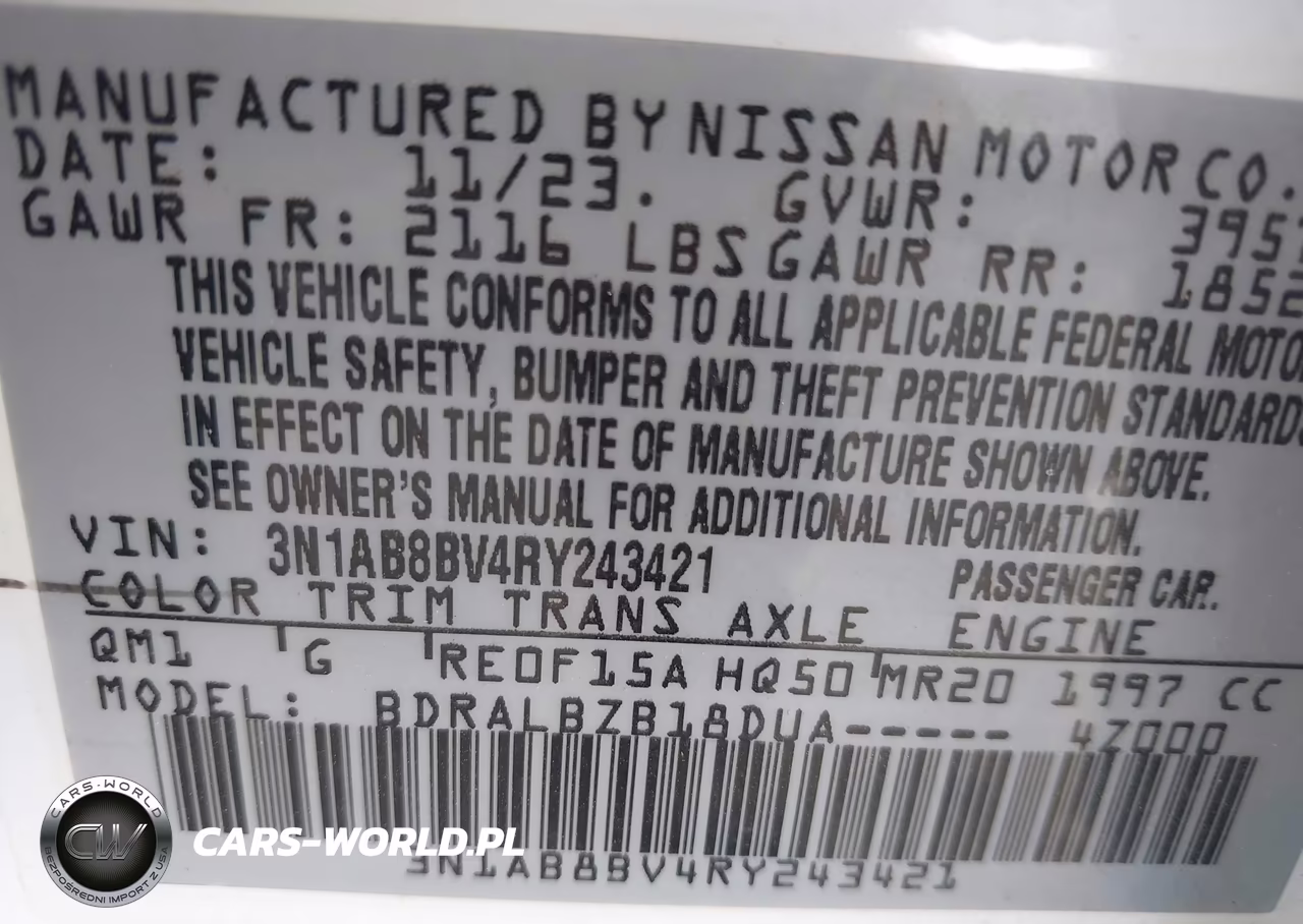 2024 Nissan Sentra S Xtronic Cvt VIN:3N1AB8BV4RY243421 - 9