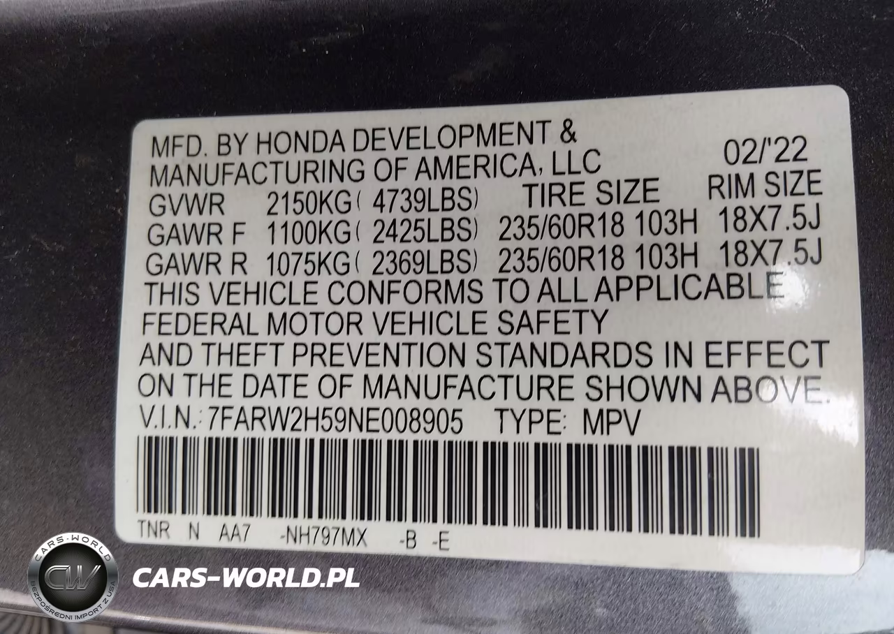 2022 Honda Cr-V Awd Ex VIN:7FARW2H59NE008905 - 9
