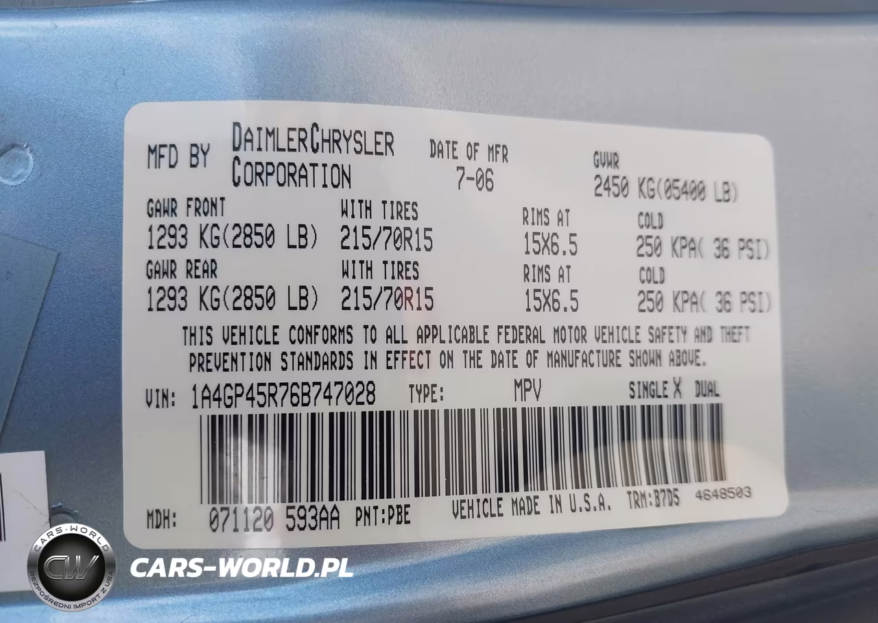 2006 Chrysler Town & Country VIN:1A4GP45R76B747028 - 9