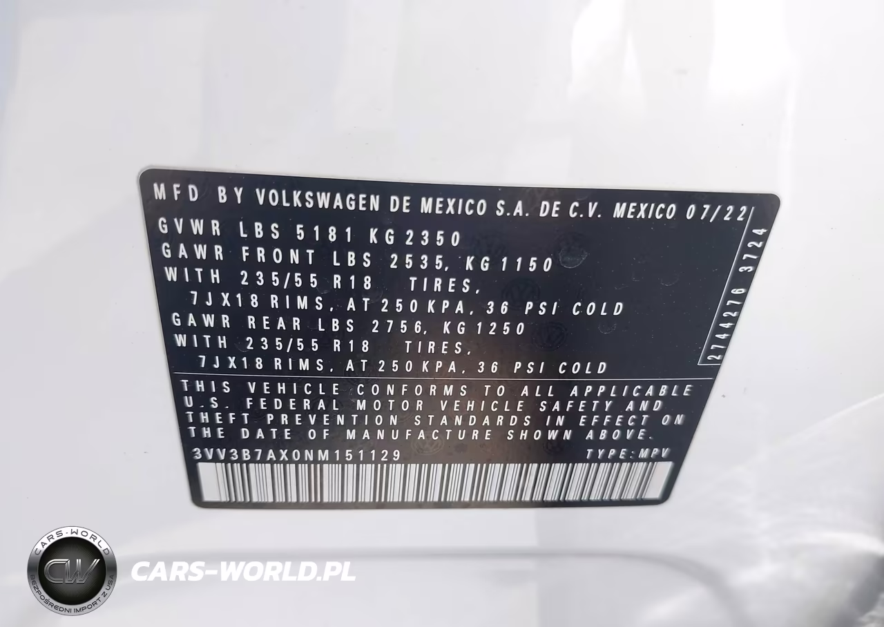 2022 Volkswagen Tiguan 2.0T Se VIN:3VV3B7AX0NM151129 - 9