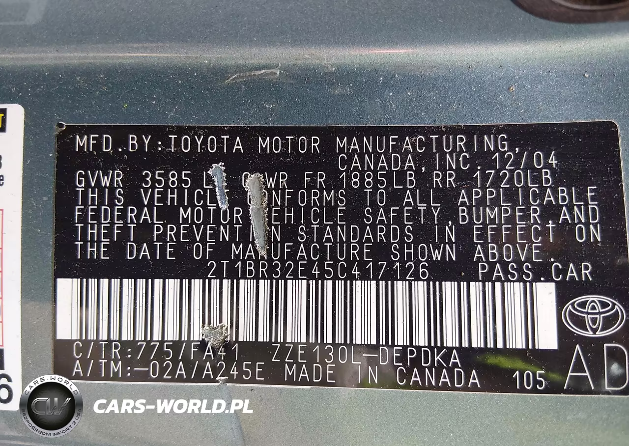 2005 Toyota Corolla Ce VIN:2T1BR32E45C417126 - 9