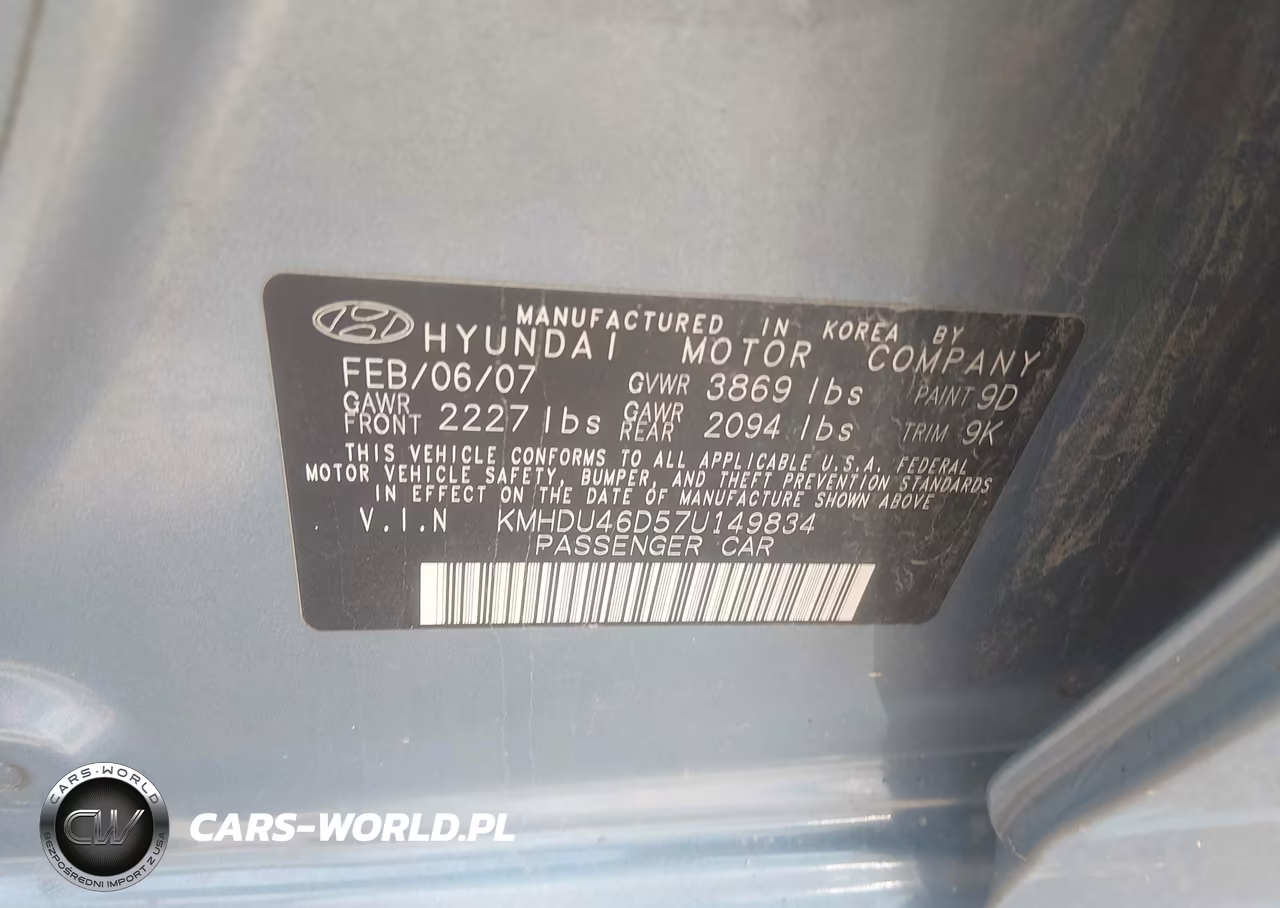 2007 Hyundai Elantra Gls-Ltd-Se VIN:KMHDU46D57U149834 - 9