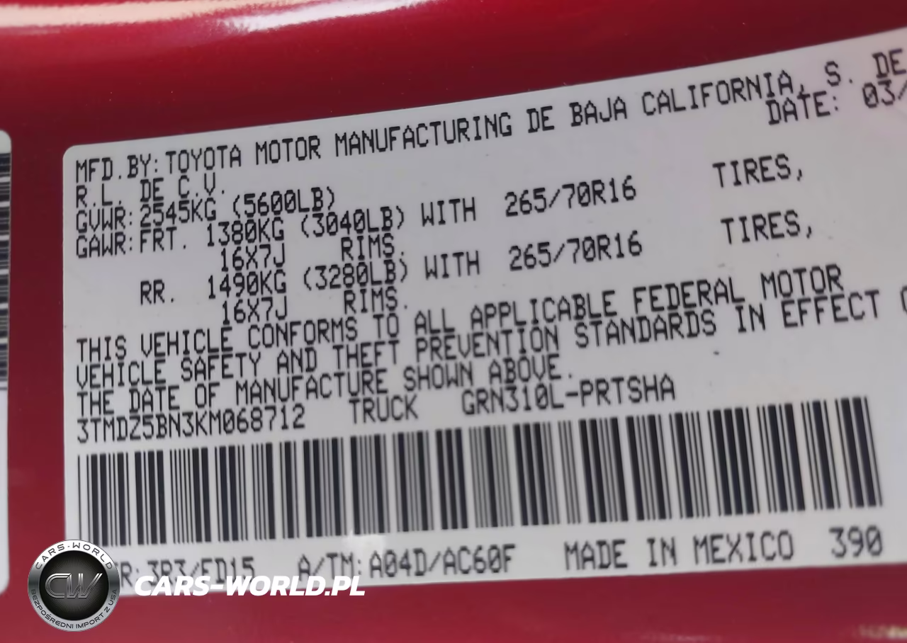 2019 Toyota Tacoma Trd Off Road VIN:3TMDZ5BN3KM068712 - 9