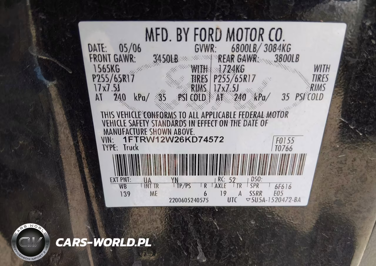 2006 Ford F-150 Xlt VIN:1FTRW12W26KD74572 - 9