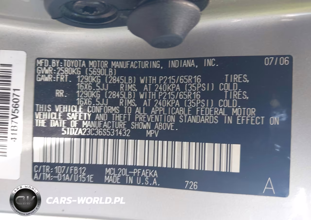 2006 Toyota Sienna Ce VIN:5TDZA23C36S531432 - 9