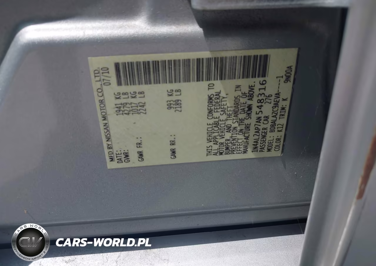 2010 Nissan Altima 2.5 VIN:1N4AL2AP7AN548316 - 9