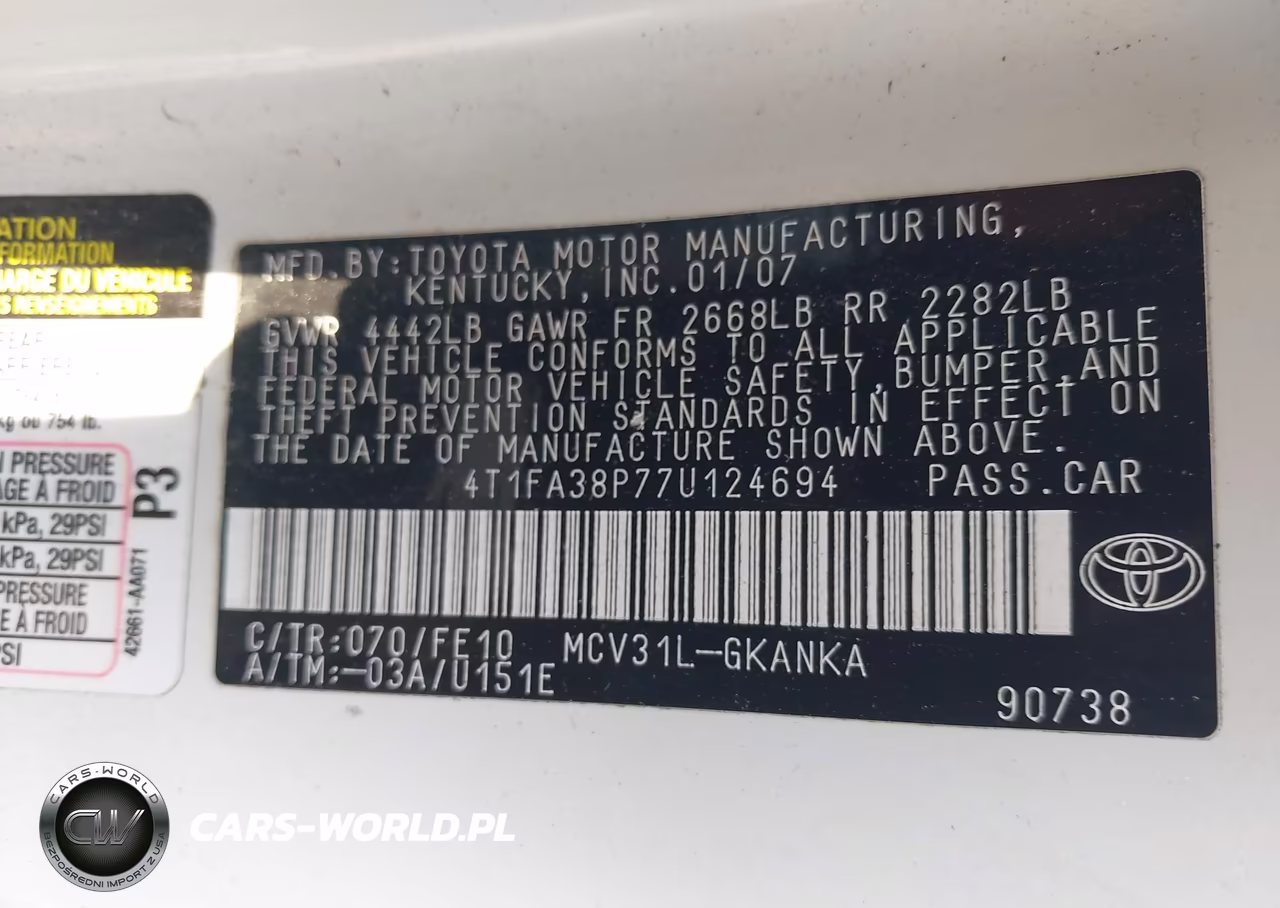 2007 Toyota Camry Solara Se VIN:4T1FA38P77U124694 - 9