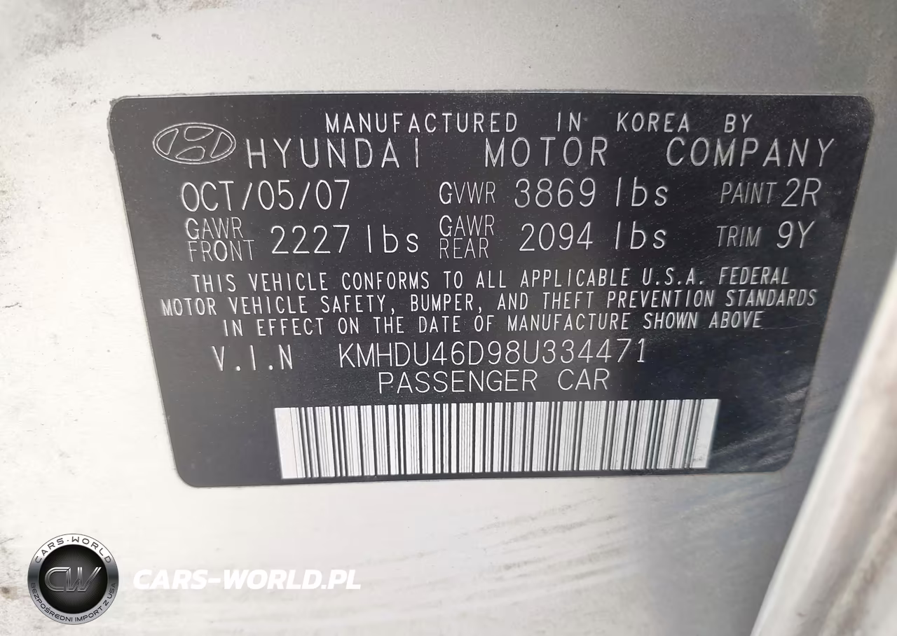 2008 Hyundai Elantra Gls-Se VIN:KMHDU46D98U334471 - 9