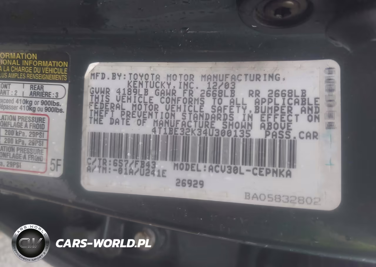 2004 Toyota Camry Le VIN:4T1BE32K34U300135 - 9