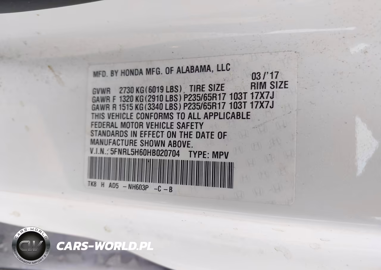 2017 Honda Odyssey Ex-L VIN:5FNRL5H60HB020704 - 9