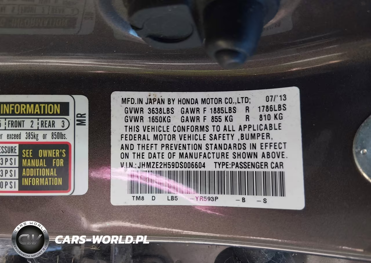 2013 Honda Insight Lx VIN:JHMZE2H59DS006604 - 9