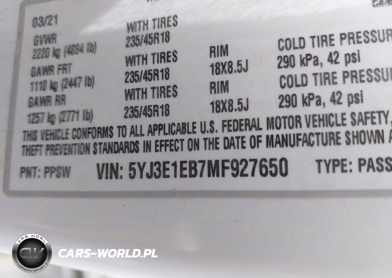 2021 Tesla Model 3 Long Range Dual Motor All-Wheel Drive VIN:5YJ3E1EB7MF927650 - 9