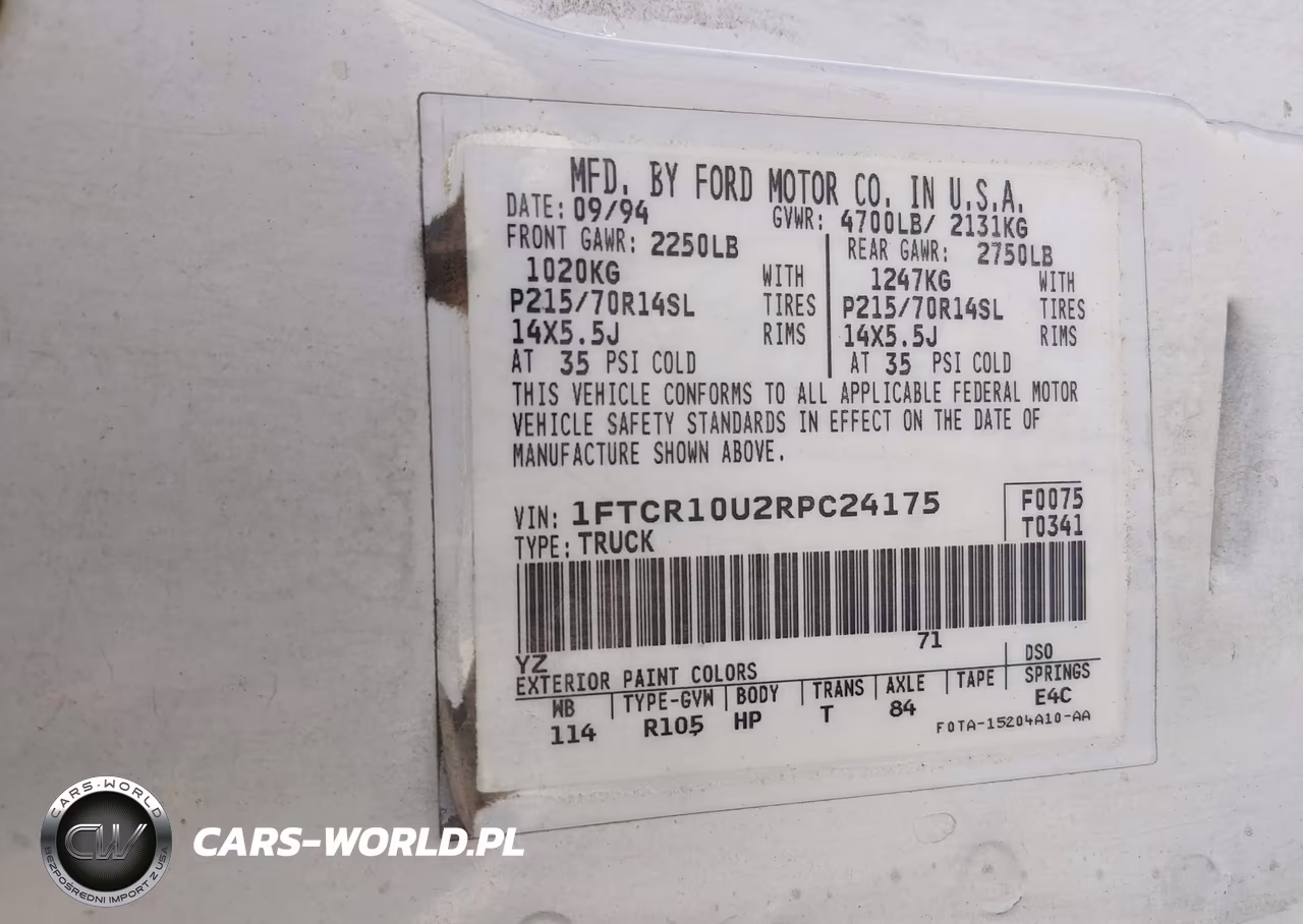 1994 Ford Ranger VIN:1FTCR10U2RPC24175 - 9