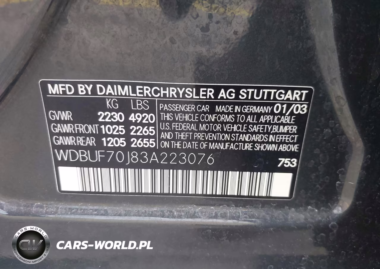 2003 Mercedes-Benz E 500 VIN:WDBUF70J83A223076 - 9