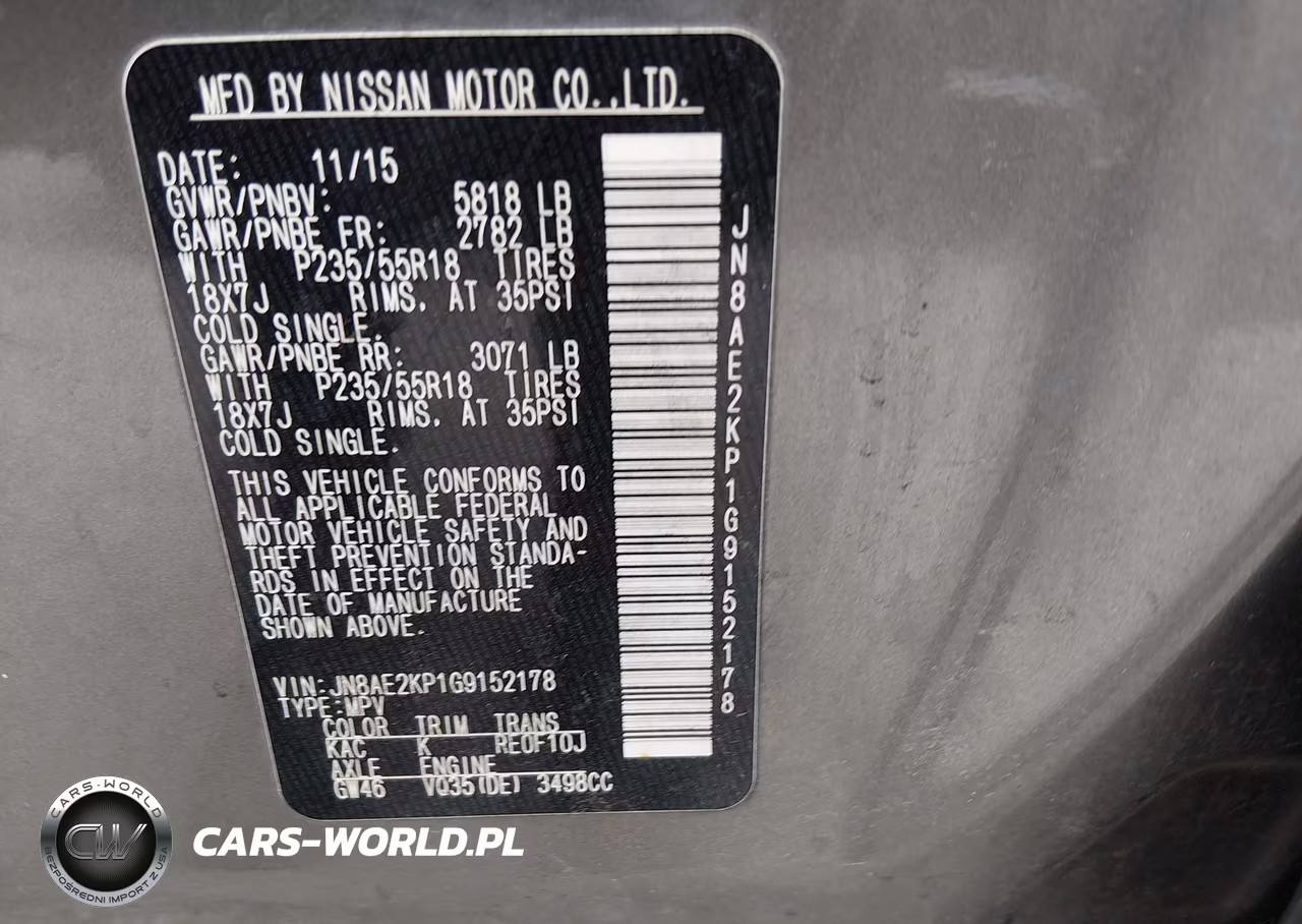 2016 Nissan Quest Sl VIN:JN8AE2KP1G9152178 - 9
