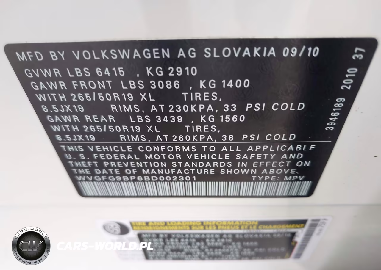 2011 Volkswagen Touareg Hybrid VIN:WVGFG9BP6BD002301 - 9
