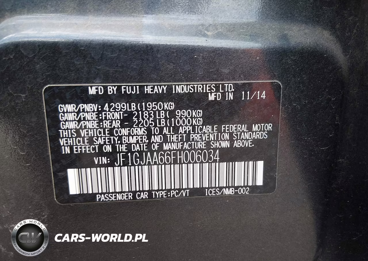 2015 Subaru Impreza 2.0I VIN:JF1GJAA66FH006034 - 9