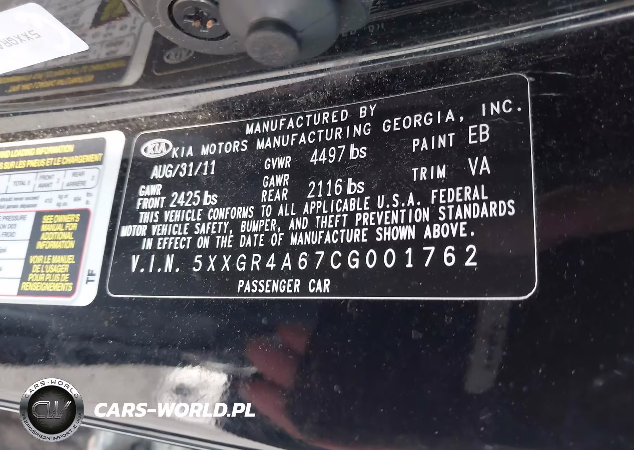 2012 Kia Optima Sx VIN:5XXGR4A67CG001762 - 9