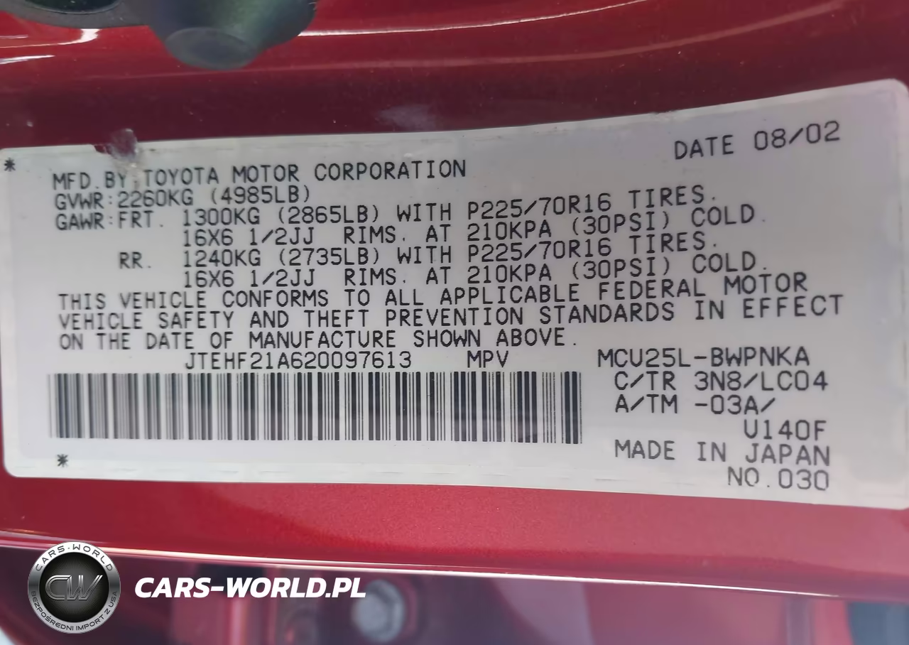 2002 Toyota Highlander Limited V6 VIN:JTEHF21A620097613 - 9