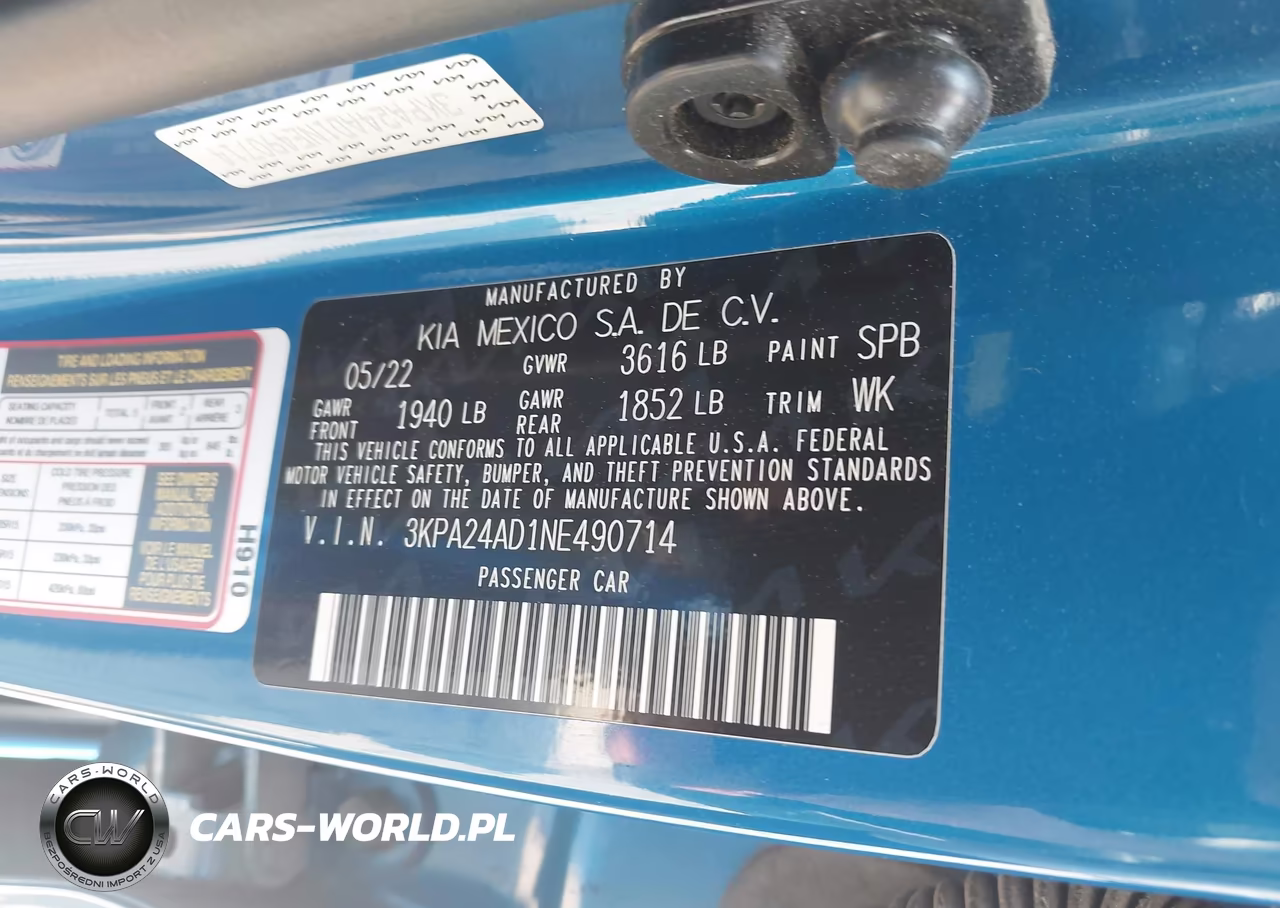2022 Kia Rio S VIN:3KPA24AD1NE490714 - 9