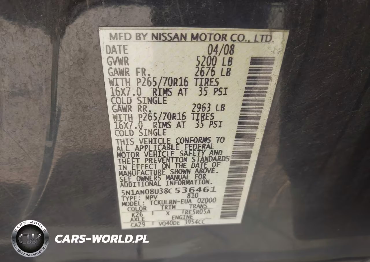 2008 Nissan Xterra S VIN:5N1AN08U38C536461 - 9