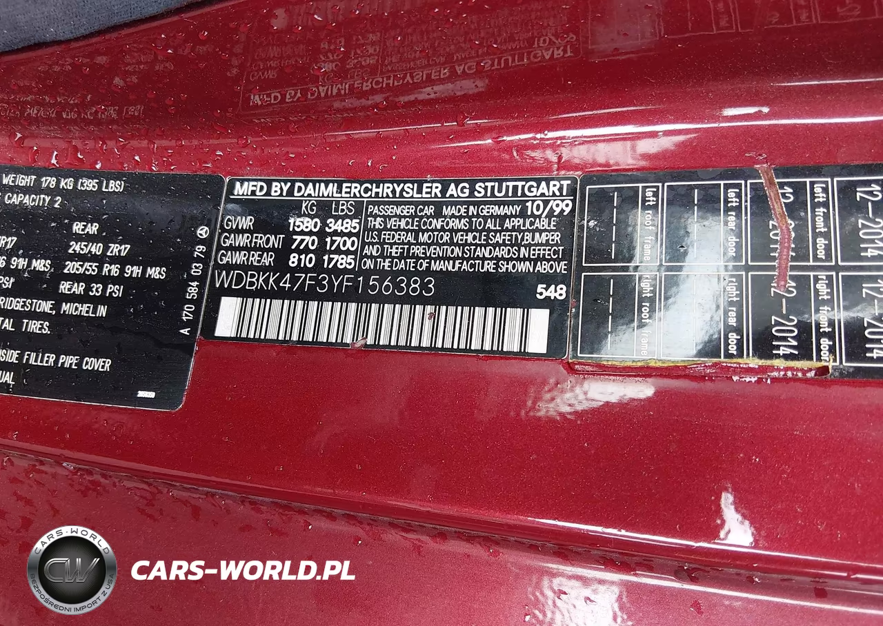 2000 Mercedes-Benz Slk 230 Kompressor VIN:WDBKK47F3YF156383 - 9