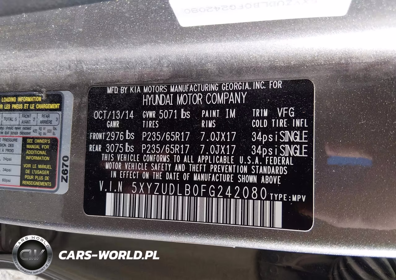 2015 Hyundai Santa Fe Sport 2.4L VIN:5XYZUDLB0FG242080 - 9