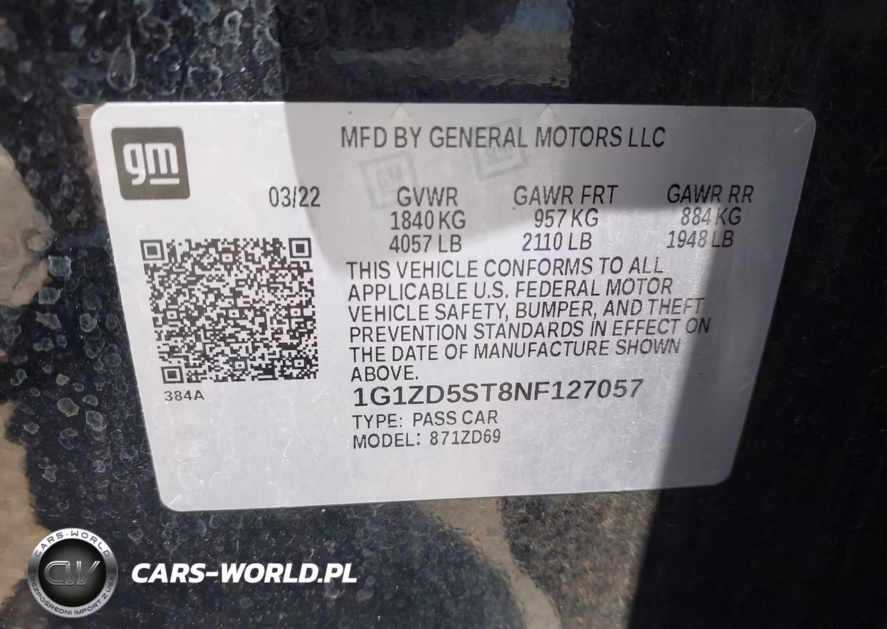 2022 Chevrolet Malibu Fwd Lt VIN:1G1ZD5ST8NF127057 - 9