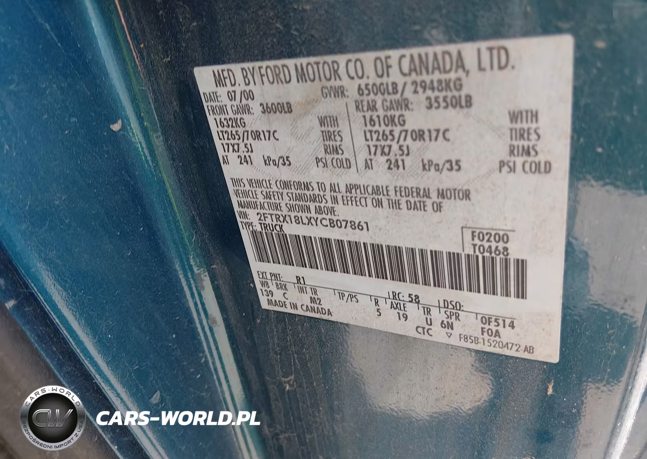 2000 Ford F-150 Lariat-Work Series-Xl-Xlt VIN:2FTRX18LXYCB07861 - 9