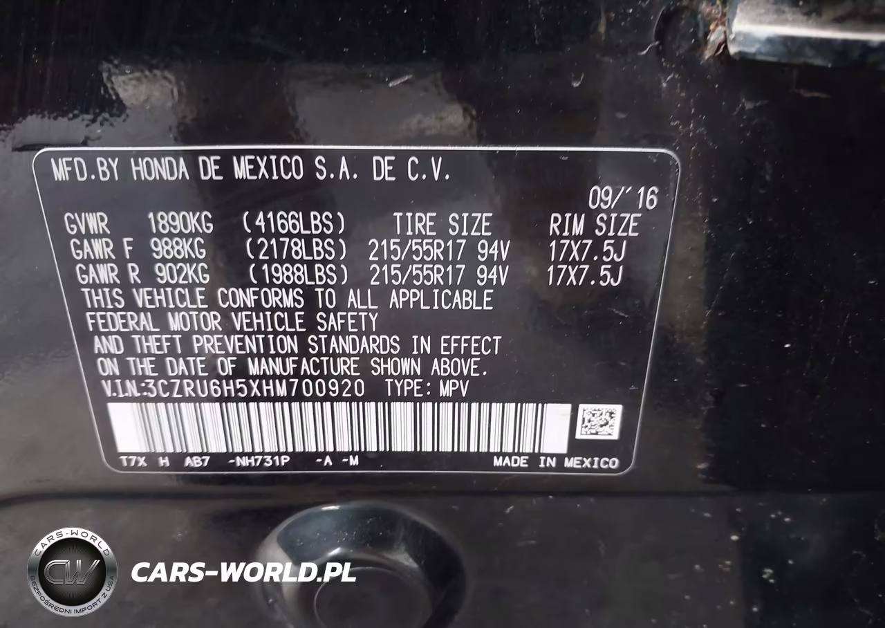 2017 Honda Hr-V Ex VIN:3CZRU6H5XHM700920 - 9