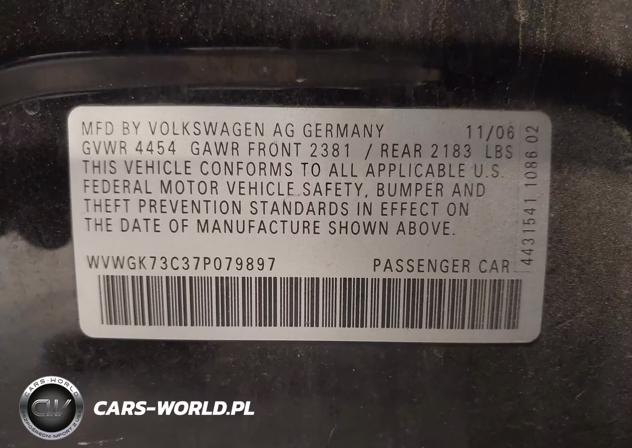 2007 Volkswagen Passat 2.0T VIN:WVWGK73C37P079897 - 9