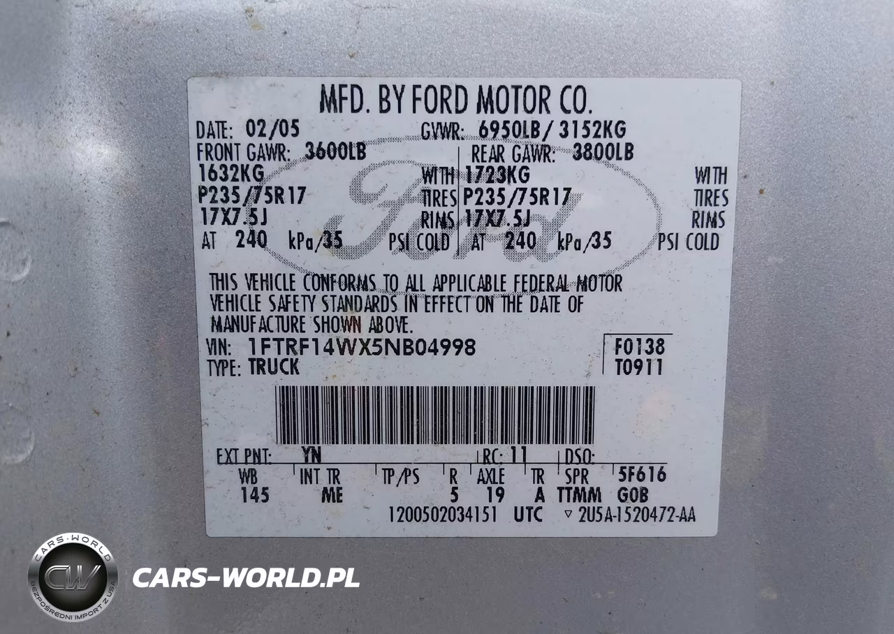 2005 Ford F-150 Stx-Xl-Xlt VIN:1FTRF14WX5NB04998 - 9