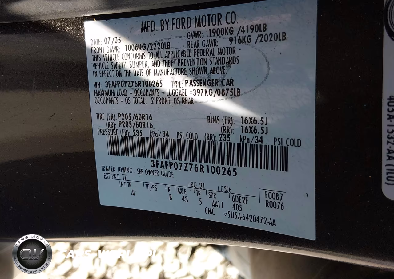 2006 Ford Fusion Se VIN:3FAFP07Z76R100265 - 9