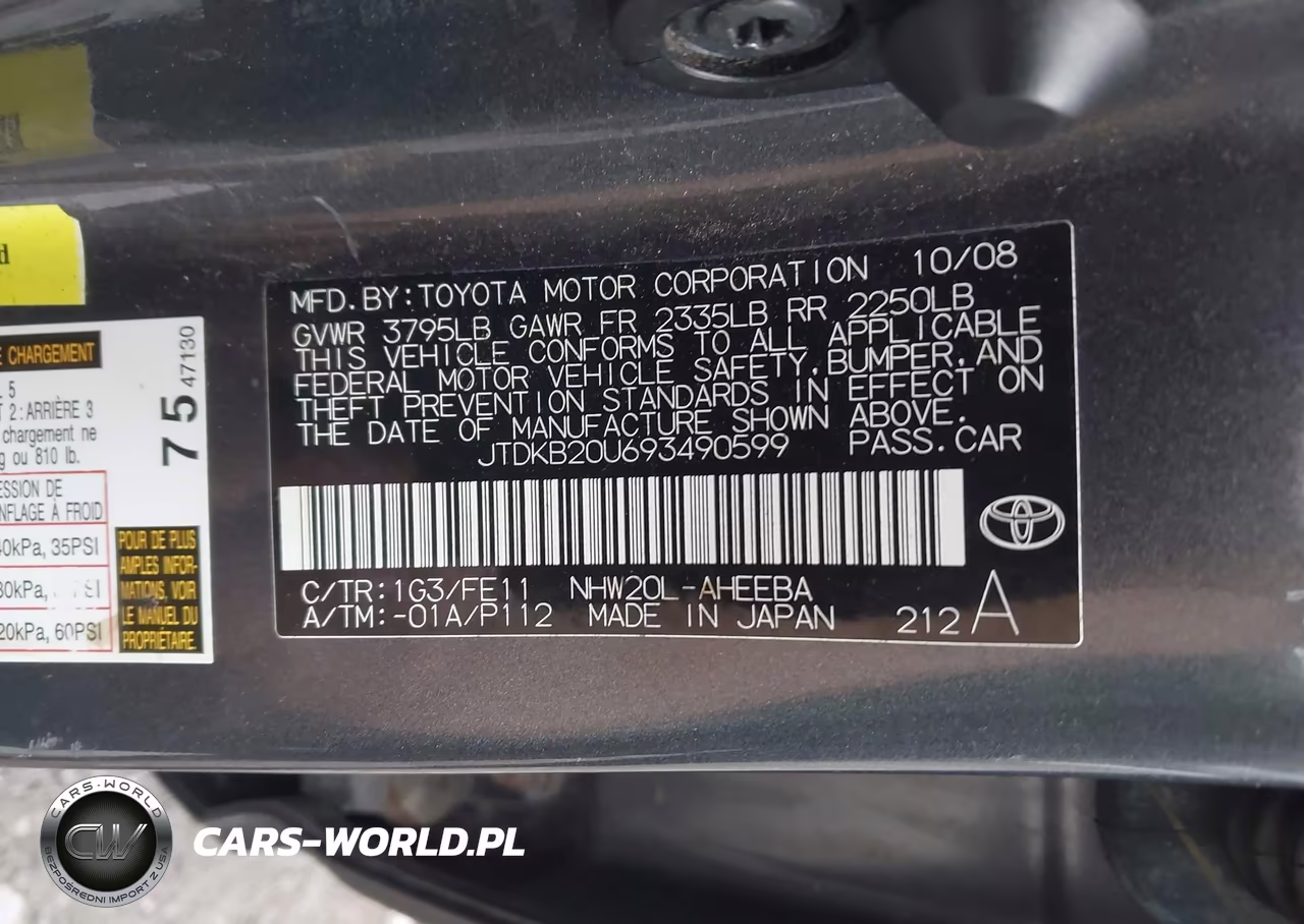 2009 Toyota Prius VIN:JTDKB20U693490599 - 9