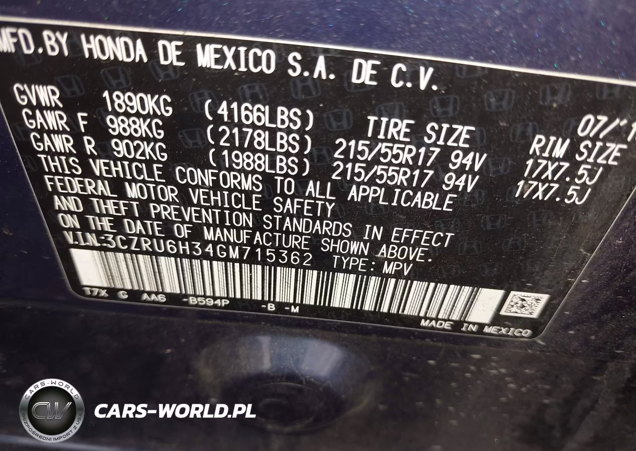 2016 Honda Hr-V Lx VIN:3CZRU6H34GM715362 - 9