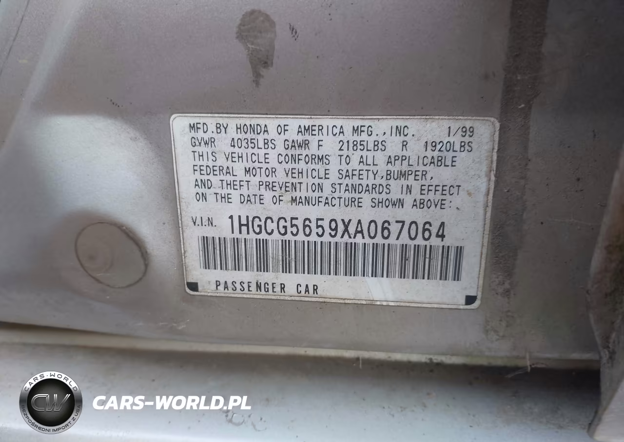 1999 Honda Accord Ex VIN:1HGCG5659XA067064 - 9