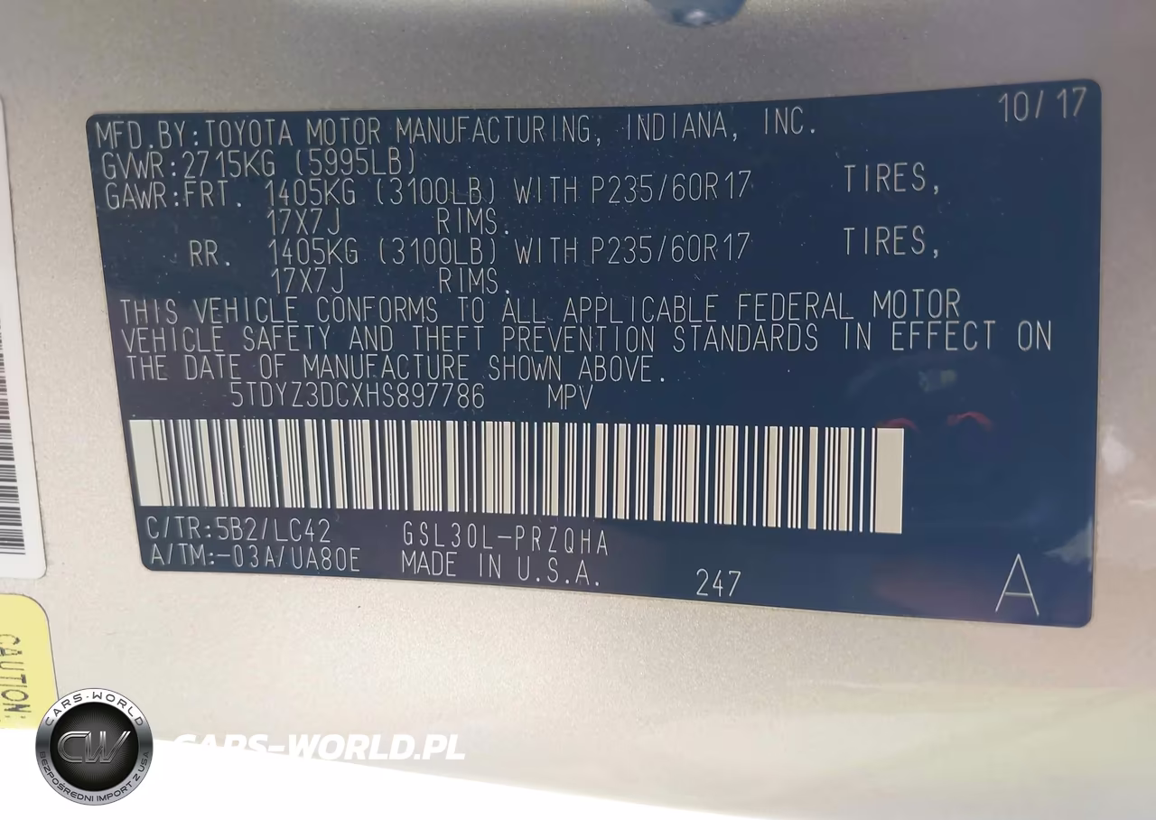 2017 Toyota Sienna Xle 8 Passenger VIN:5TDYZ3DCXHS897786 - 9