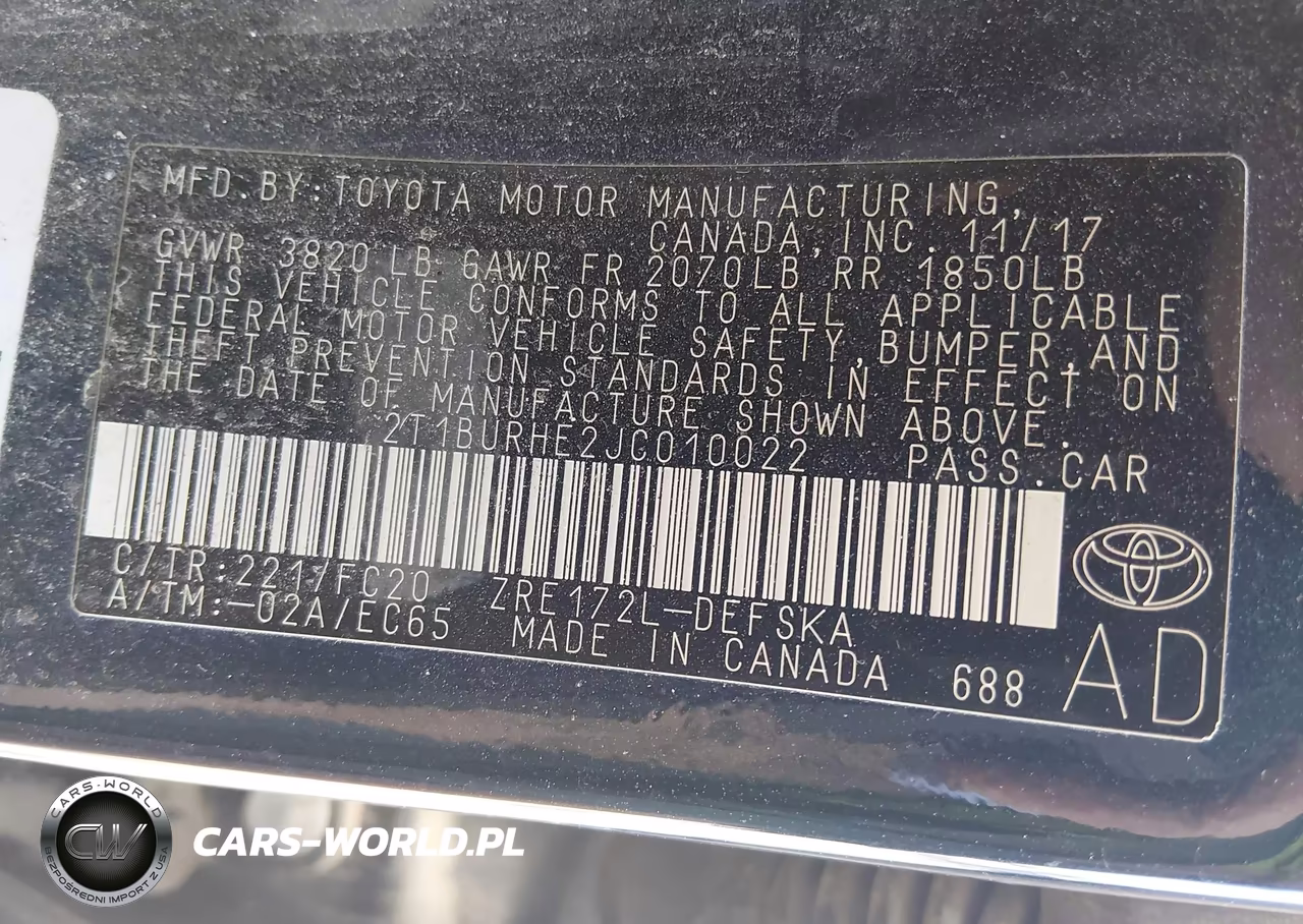 2018 Toyota Corolla Se VIN:2T1BURHE2JC010022 - 9