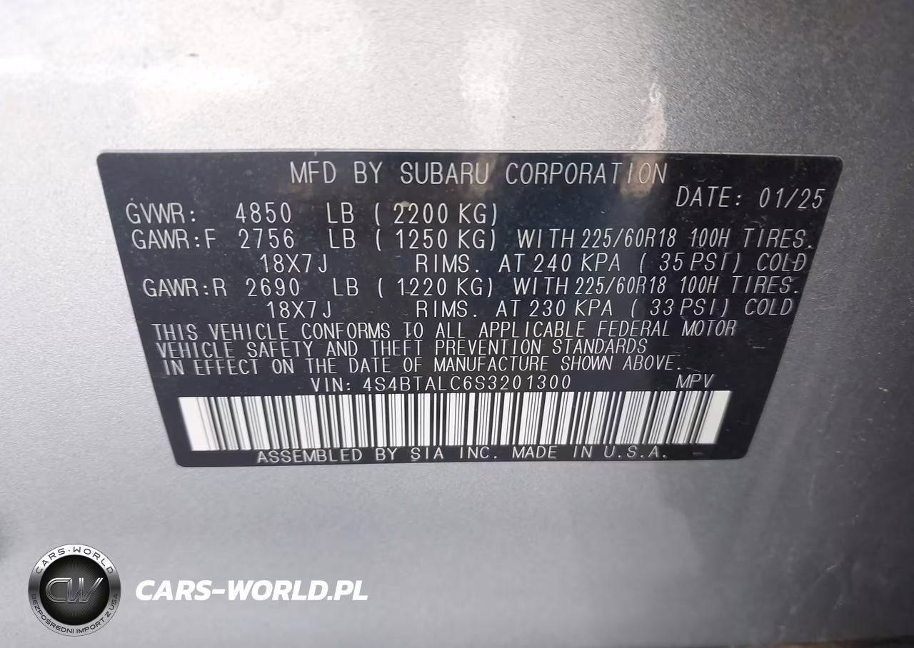 2025 Subaru Outback Onyx Edition VIN:4S4BTALC6S3201300 - 9