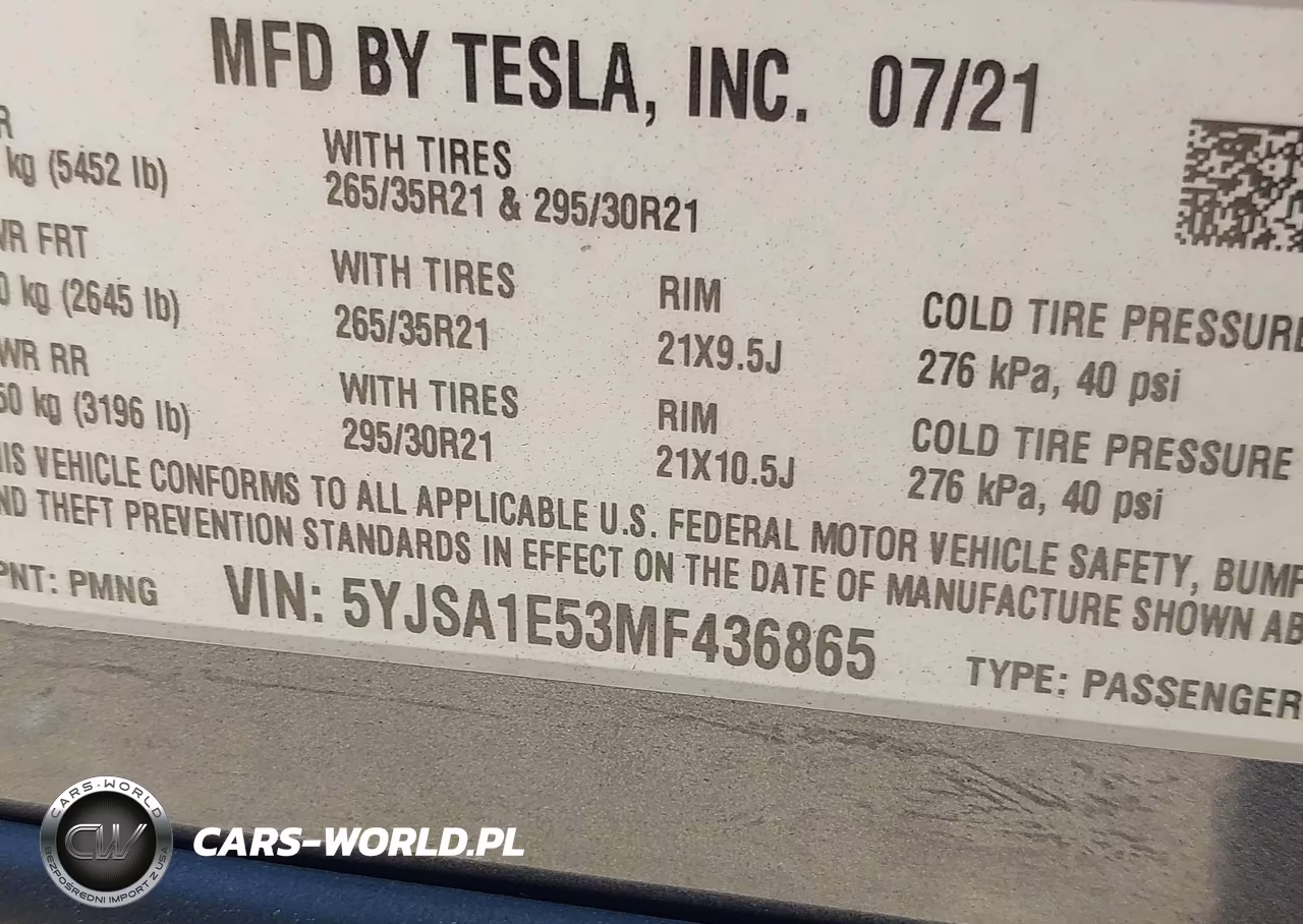 2021 Tesla Model S Long Range Dual Motor All-Wheel Drive VIN:5YJSA1E53MF436865 - 9