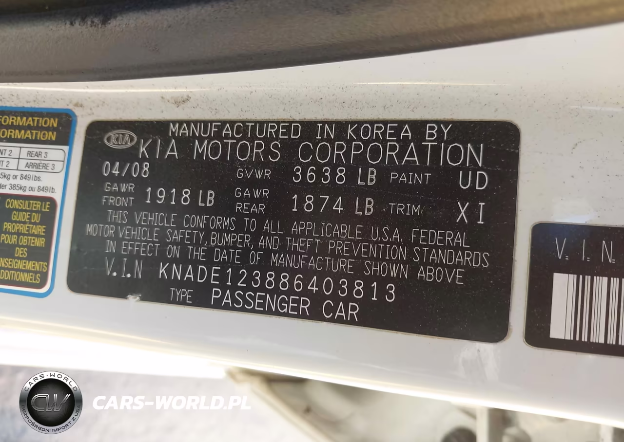 2008 Kia Rio VIN:KNADE123886403813 - 9