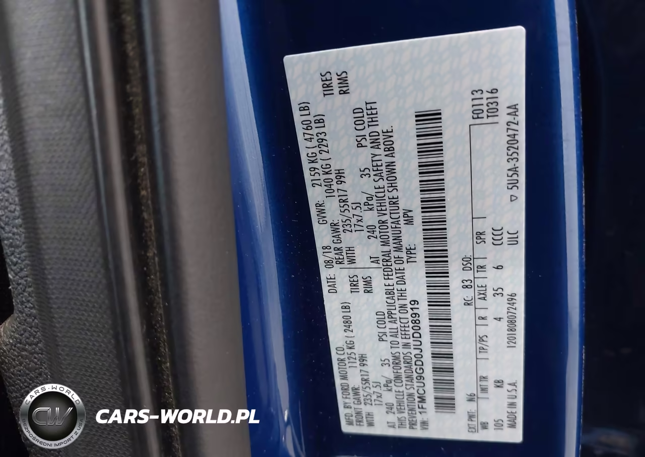 2018 Ford Escape Se VIN:1FMCU9GD0JUD08919 - 9