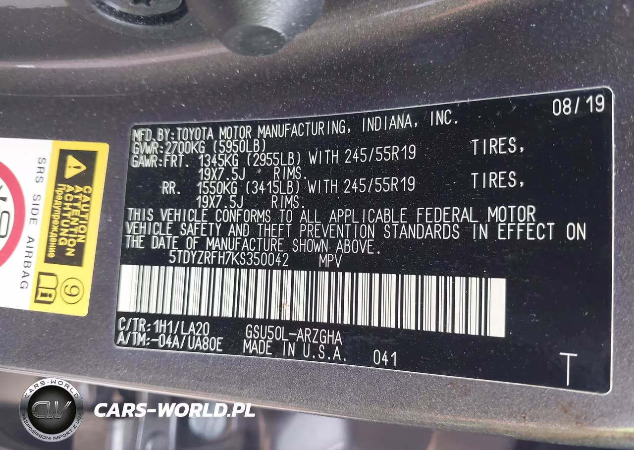 2019 Toyota Highlander Limited VIN:5TDYZRFH7KS350042 - 9