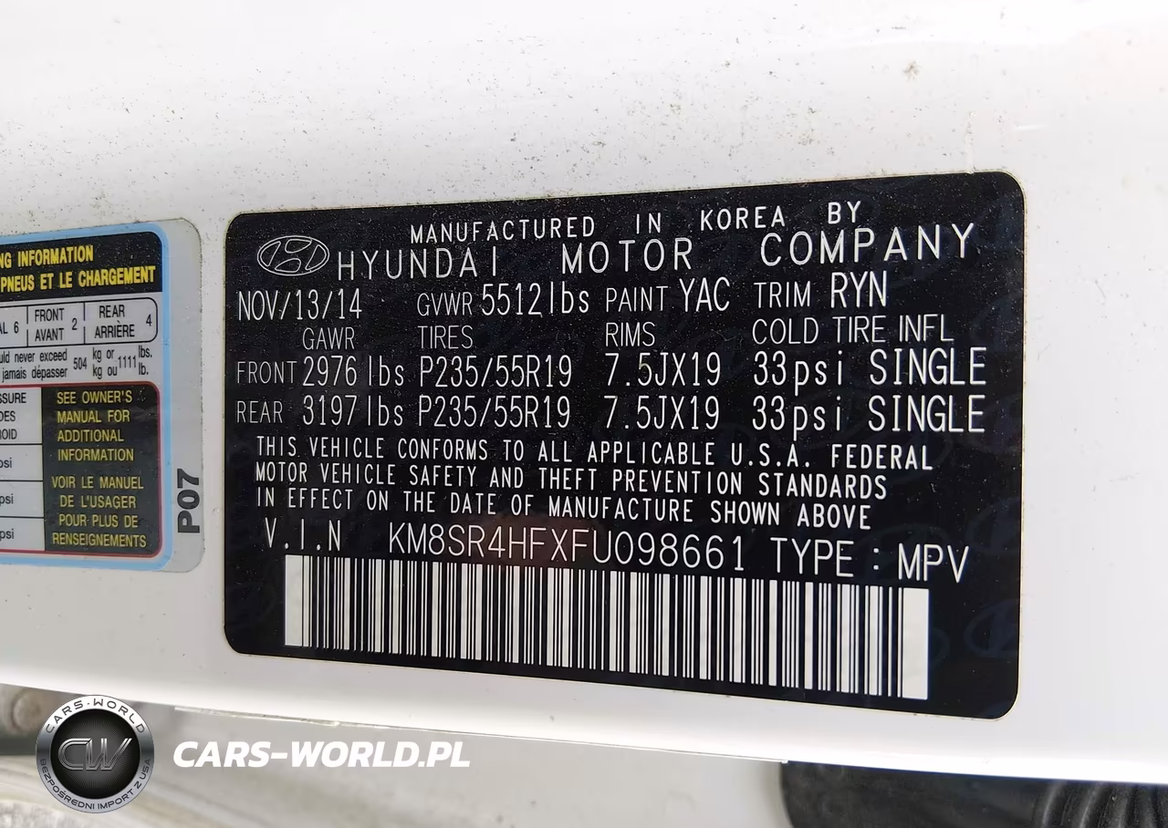 2015 Hyundai Santa Fe Limited VIN:KM8SR4HFXFU098661 - 9
