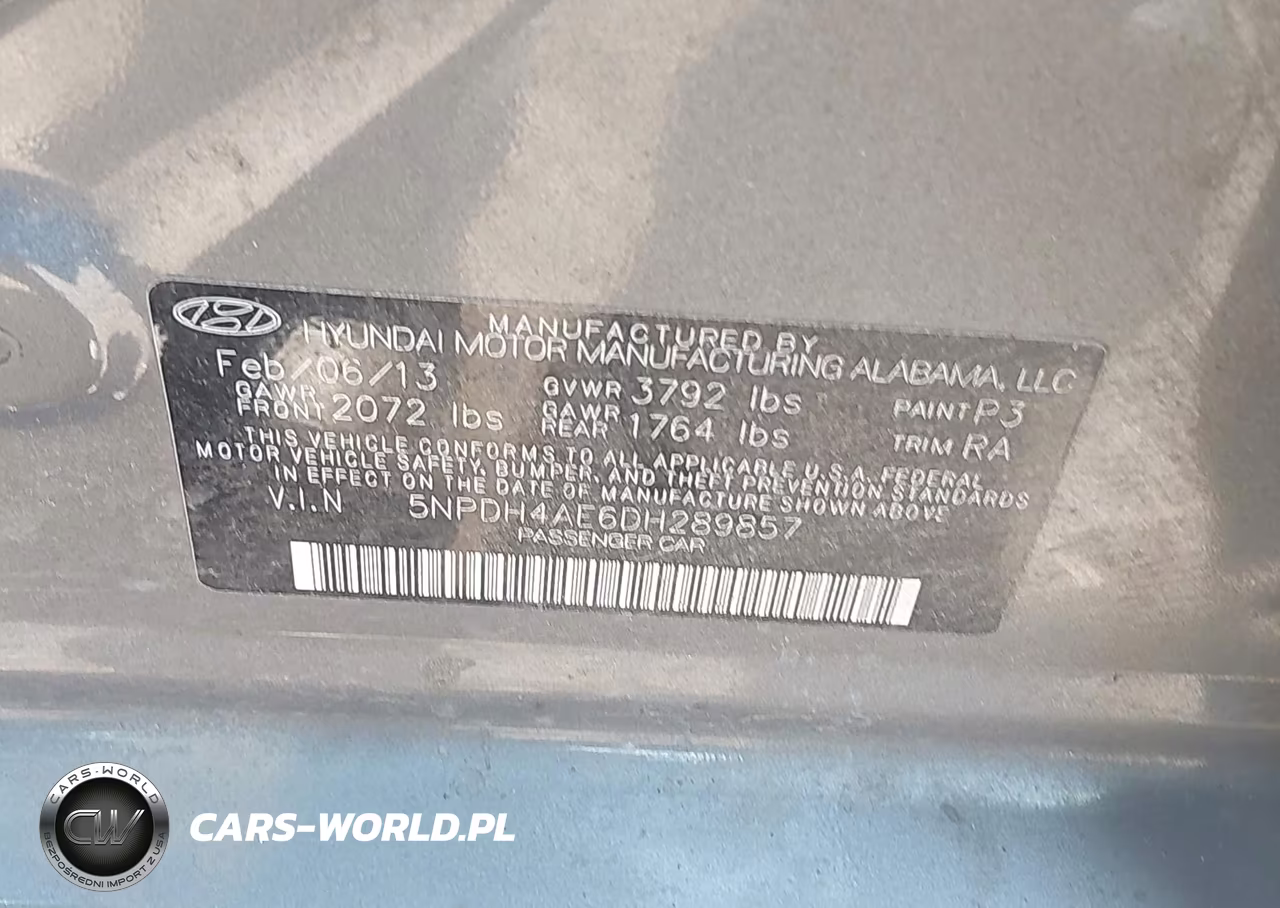 2013 Hyundai Elantra Gls VIN:5NPDH4AE6DH289857 - 9