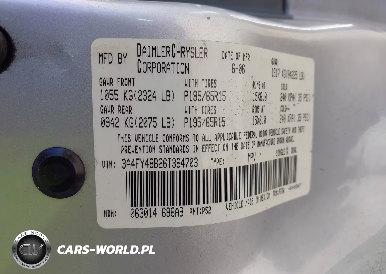2006 Chrysler Pt Cruiser VIN:3A4FY48B26T364703 - 9