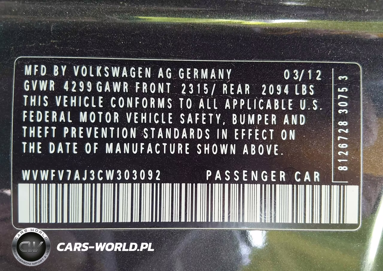 2012 Volkswagen Gti 2-Door VIN:WVWFV7AJ3CW303092 - 9