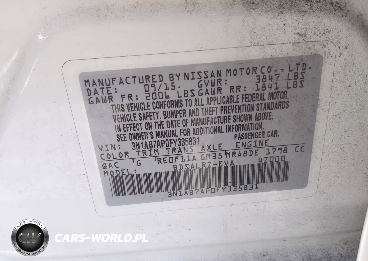 2015 Nissan Sentra Sr VIN:3N1AB7AP0FY335831 - 9
